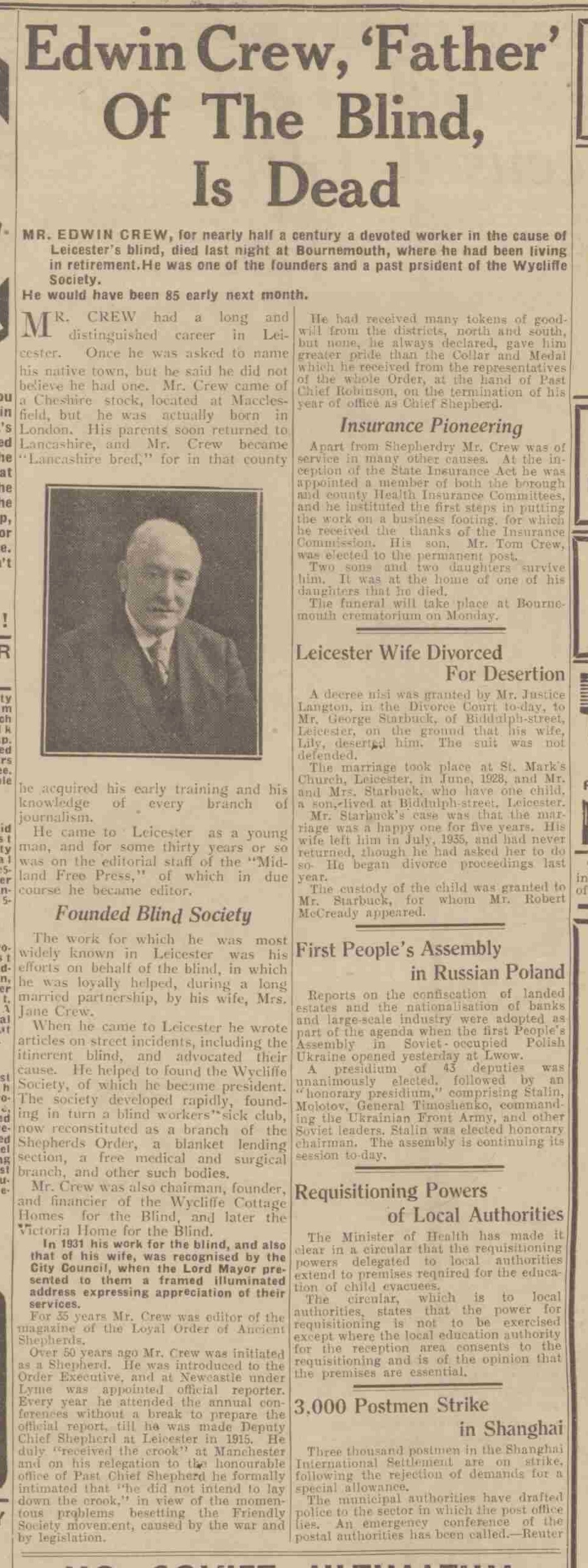 Edwin Crew's obituary